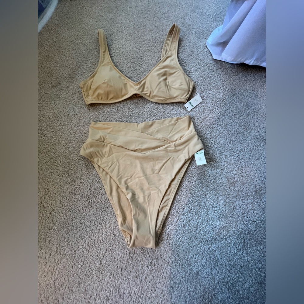 Aerie Nude High-Cut Crossover Bottoms & Scoop Neck Top
